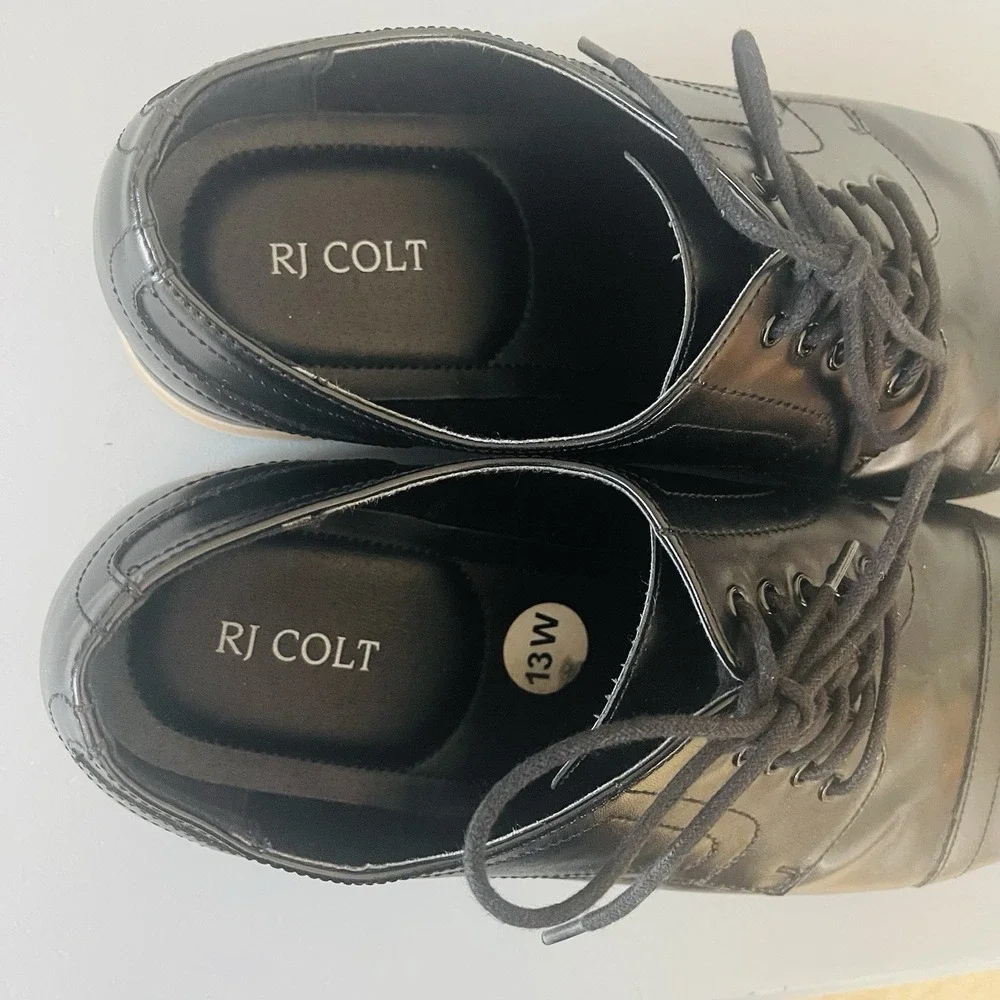 RJ Colt Ppaul Shoes Mens 13W Black Cap Toe Oxford Derby Dress Ppaul